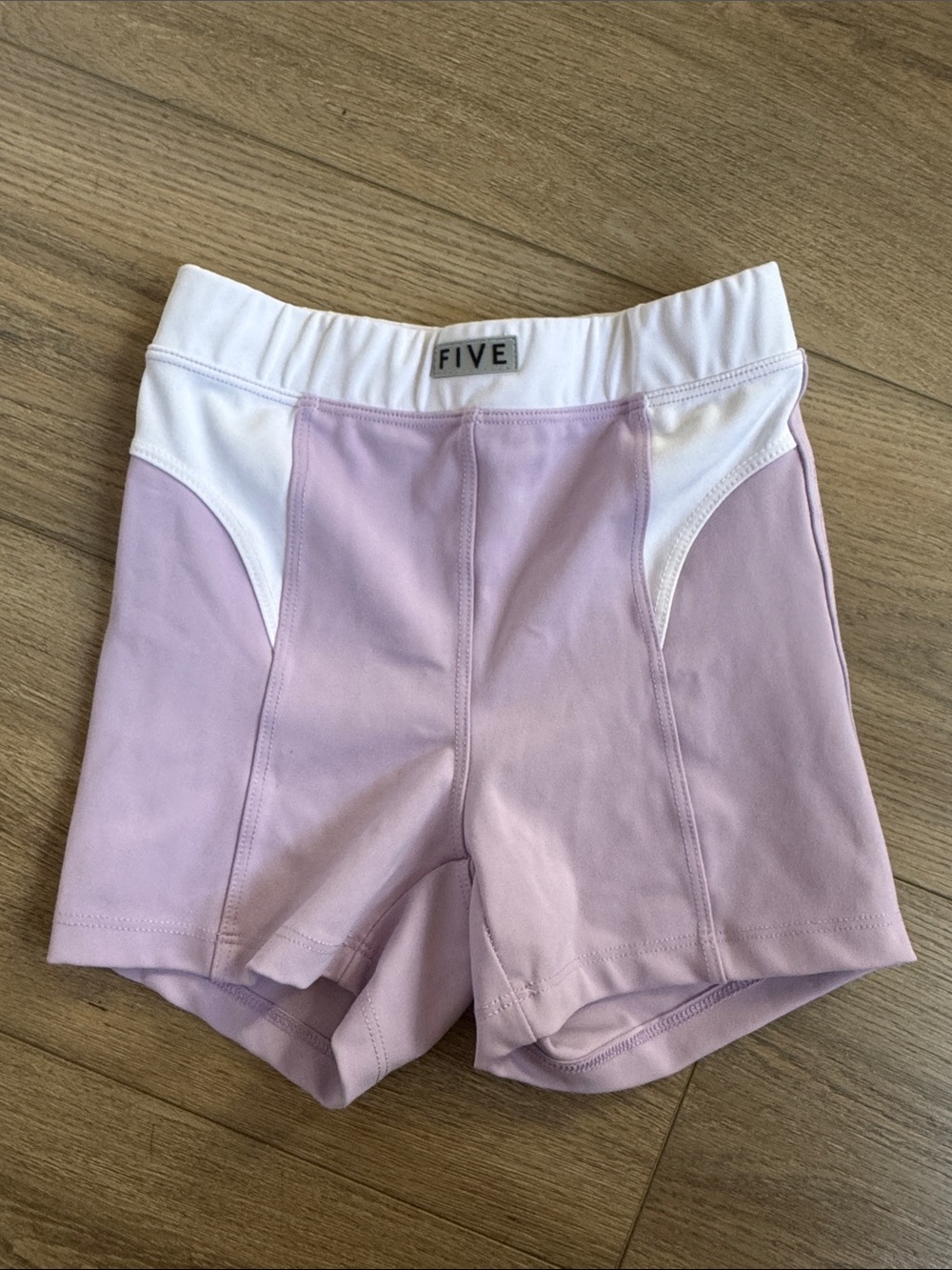 Lavender and White High-Rise Athletic Shorts. Size youth xl. Quick dry